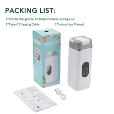 Portable 6-Blade Electric Juicer Cup - Travel-Friendly Personal Blender for Fresh Fruit Juice and Smoothies